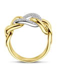 14K Bicolor Geel- En Witgoud Geel/Wit Ring Schakel Diamant 0.21Ct H Si 4208992 - PansiteNederland.nl