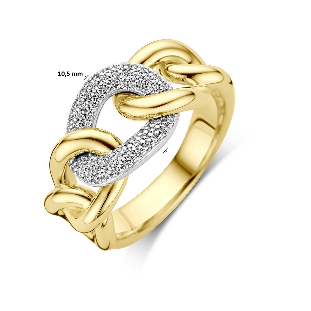 14K Bicolor Geel- En Witgoud Geel/Wit Ring Schakel Diamant 0.21Ct H Si 4208992 - PansiteNederland.nl