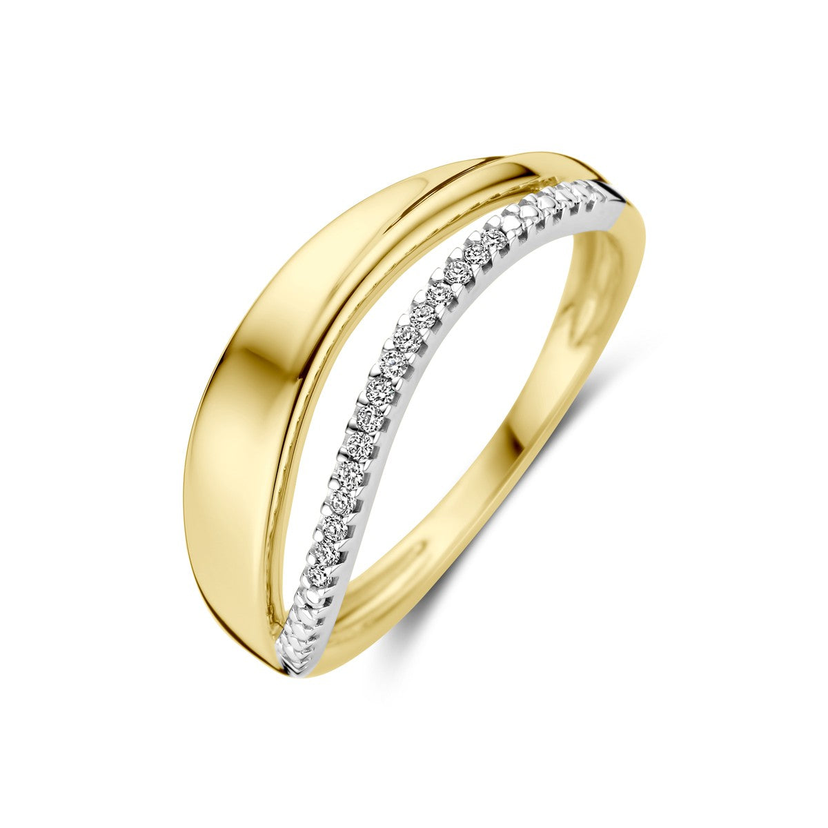 14K Bicolor Geel- En Witgoud Geel/Wit Ring Diamant 0.06Ct H Si 4208996 - PansiteNederland.nl