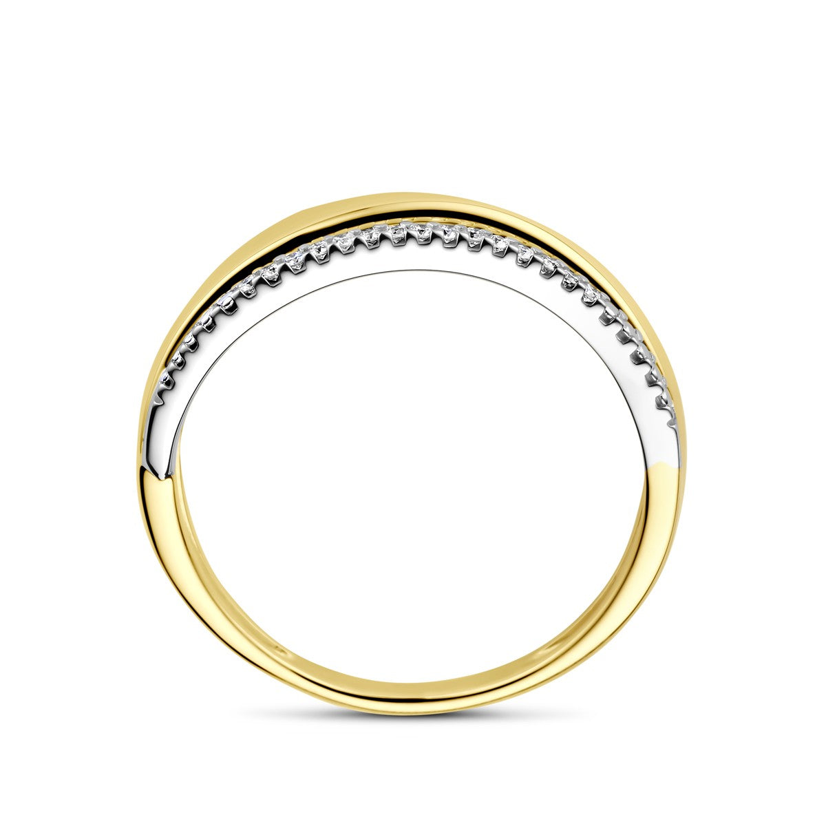 14K Bicolor Geel- En Witgoud Geel/Wit Ring Diamant 0.06Ct H Si 4208996 - PansiteNederland.nl