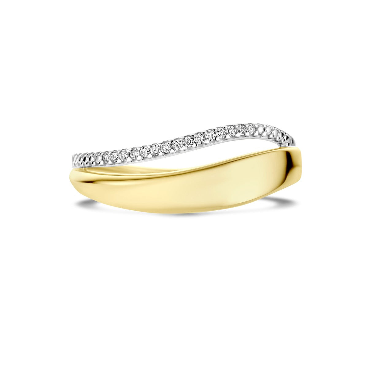 14K Bicolor Geel- En Witgoud Geel/Wit Ring Diamant 0.06Ct H Si 4208996 - PansiteNederland.nl