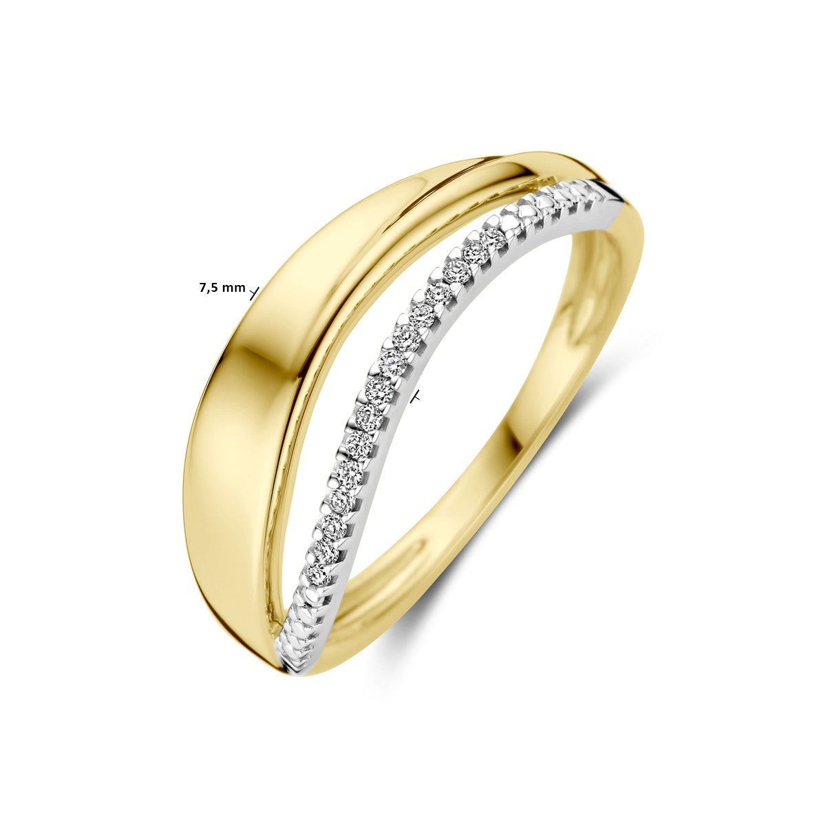 14K Bicolor Geel- En Witgoud Geel/Wit Ring Diamant 0.06Ct H Si 4208996 - PansiteNederland.nl