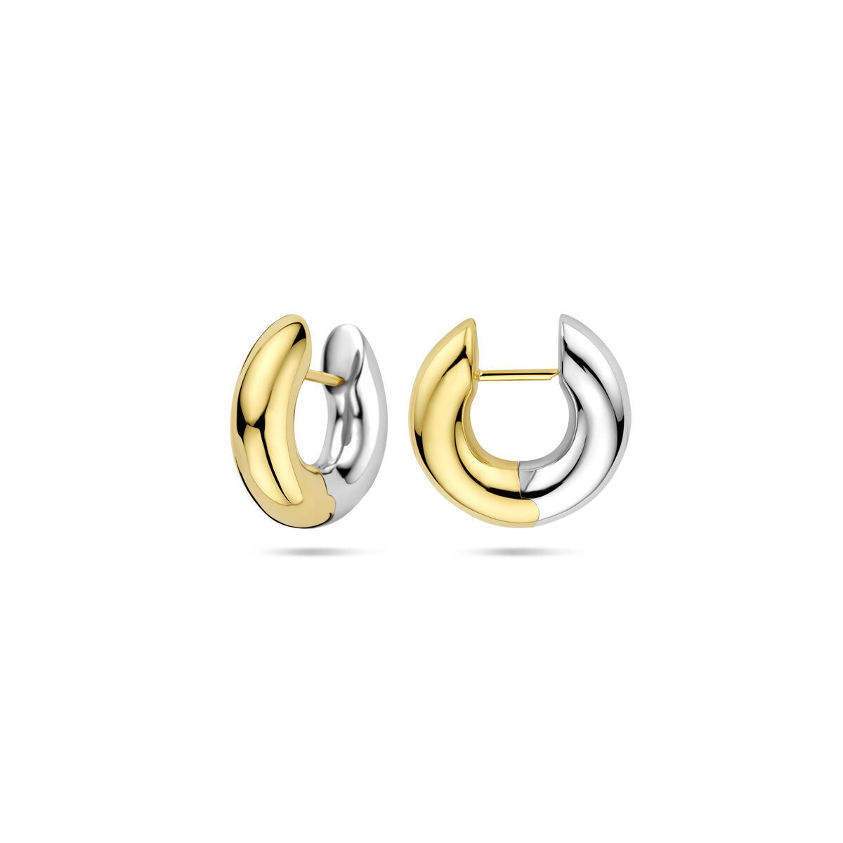 14K bicolor goud geel/wit klapoorringen 19 mm - 4209033 - PansiteNederland.nl
