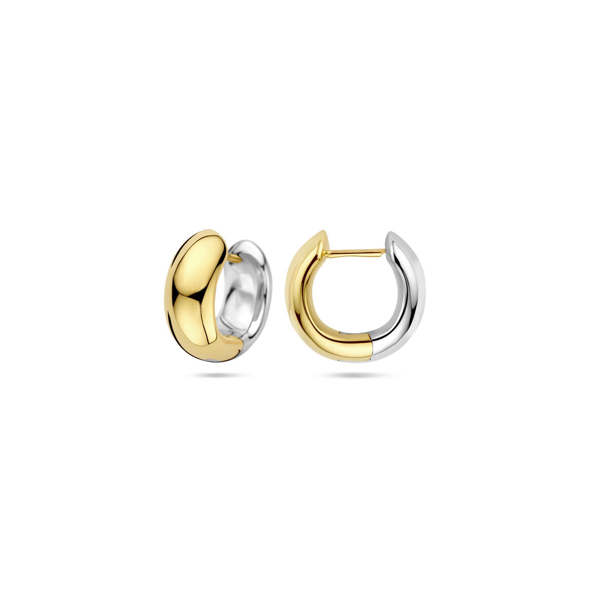 14K bicolor goud geel/wit klapoorringen 17 mm - 4209034 - PansiteNederland.nl