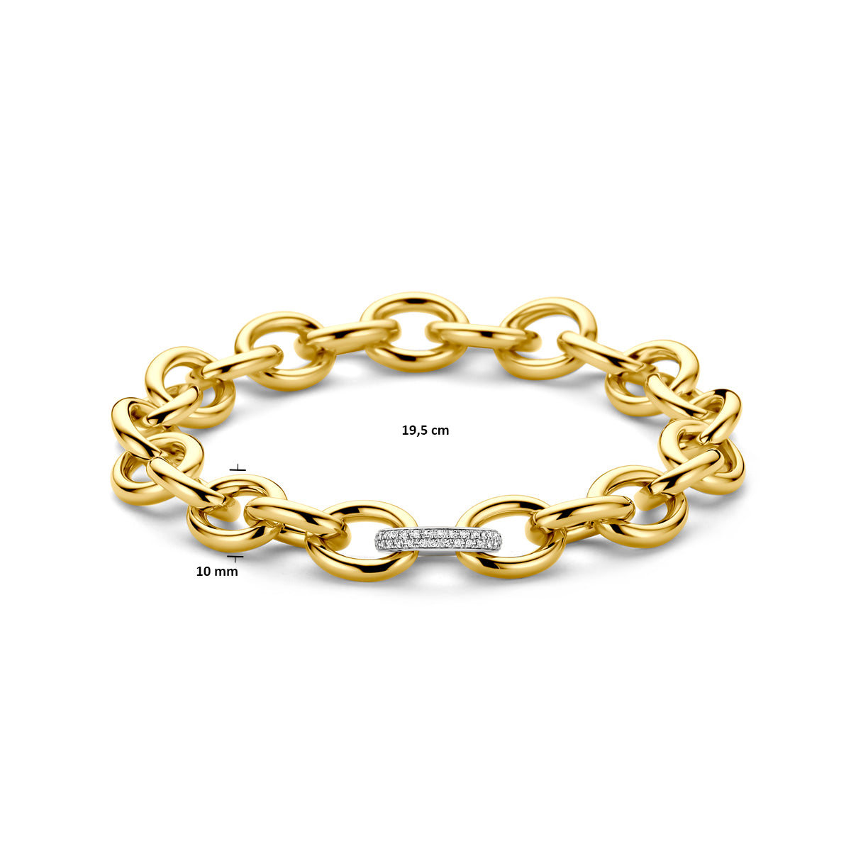 Armband fantasie schakel diamant 0.17ct h si 10 mm 19,5 cm 14K bicolor goud geel/wit