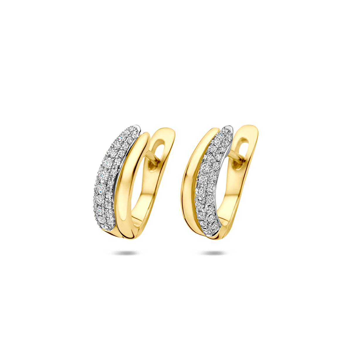 Fantasy Collection Klapoorringen diamant 14K bicolor goud 0.27ct (2x 0.13ct) h si 14 mm