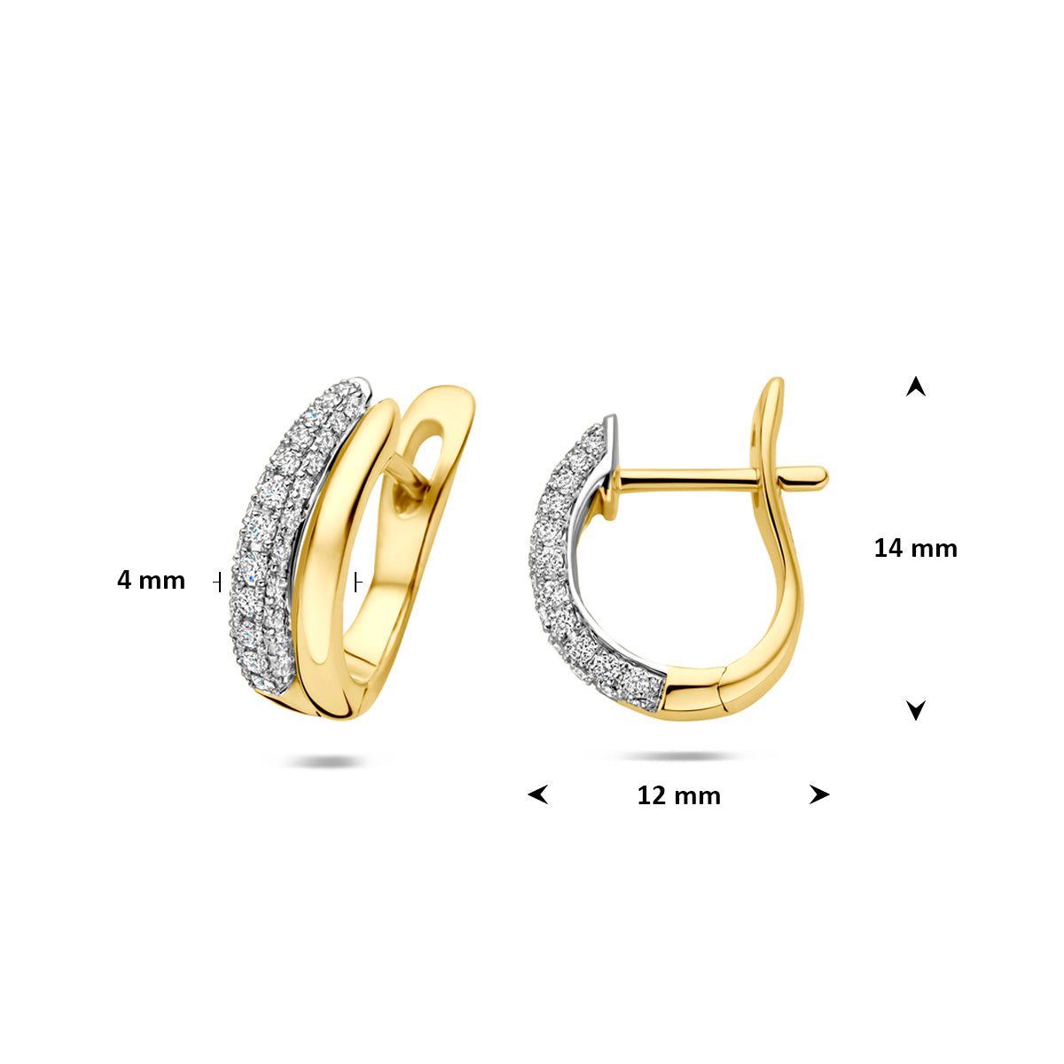 Fantasy Collection Klapoorringen diamant 14K bicolor goud 0.27ct (2x 0.13ct) h si 14 mm - afbeelding 4