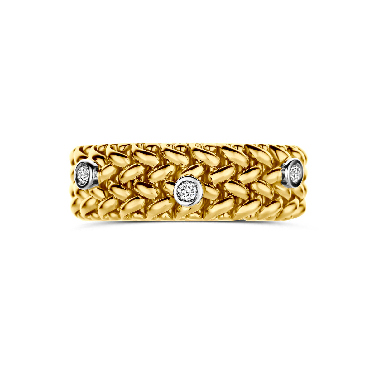 Ring diamant 0.09ct g vs 14K bicolor goud
