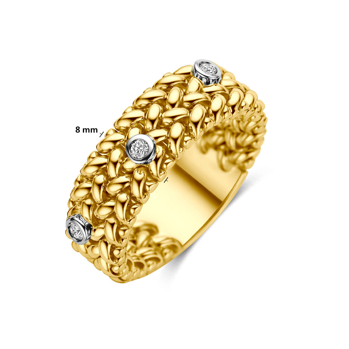 Ring diamant 0.09ct g vs 14K bicolor goud
