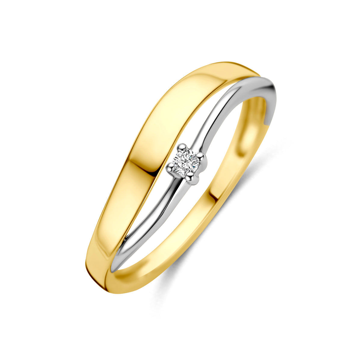 Ring diamant 0.03ct h si 14K bicolor goud wit