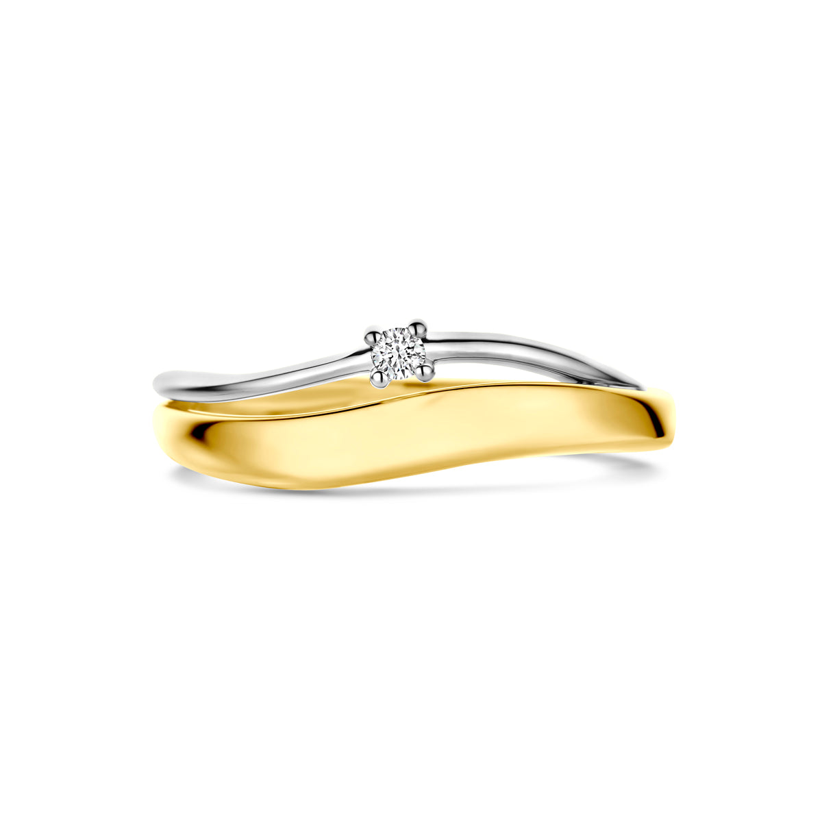 Ring diamant 0.03ct h si 14K bicolor goud wit