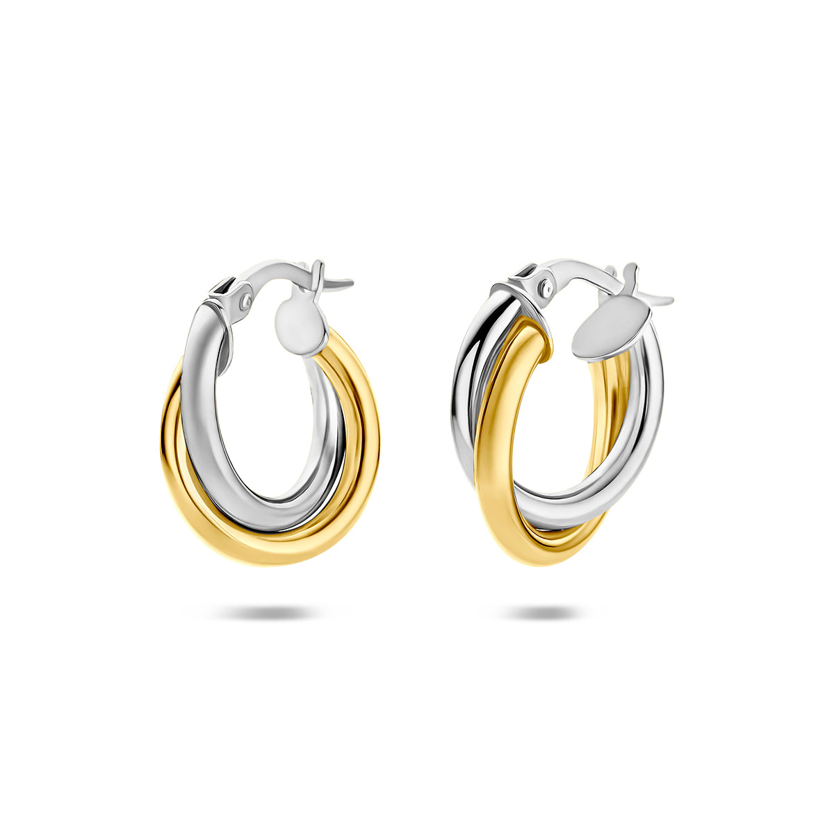 Oorringen buis 14K bicolor goud 4 mm 4209284