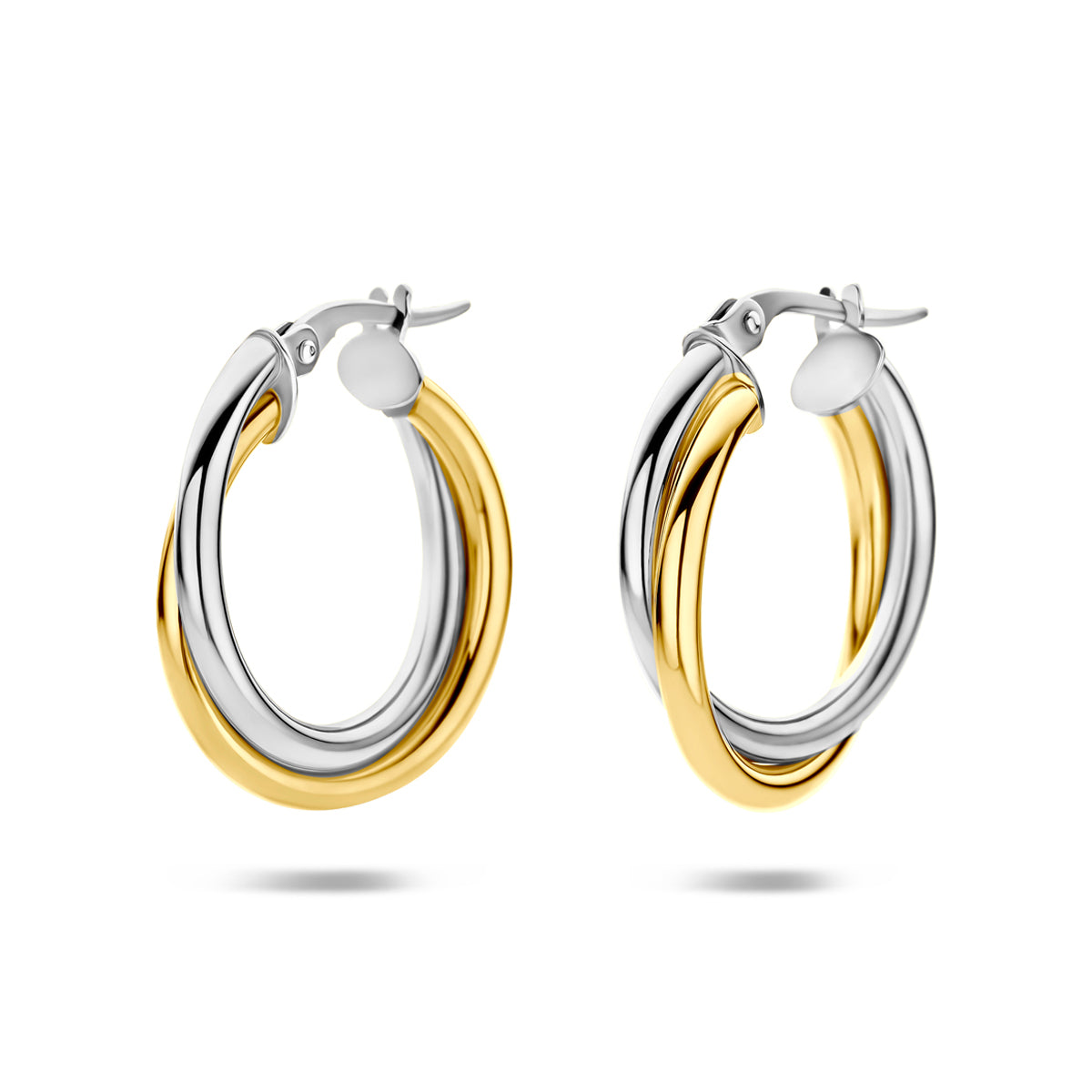 Oorringen buis 14K bicolor goud 4 mm 4209285