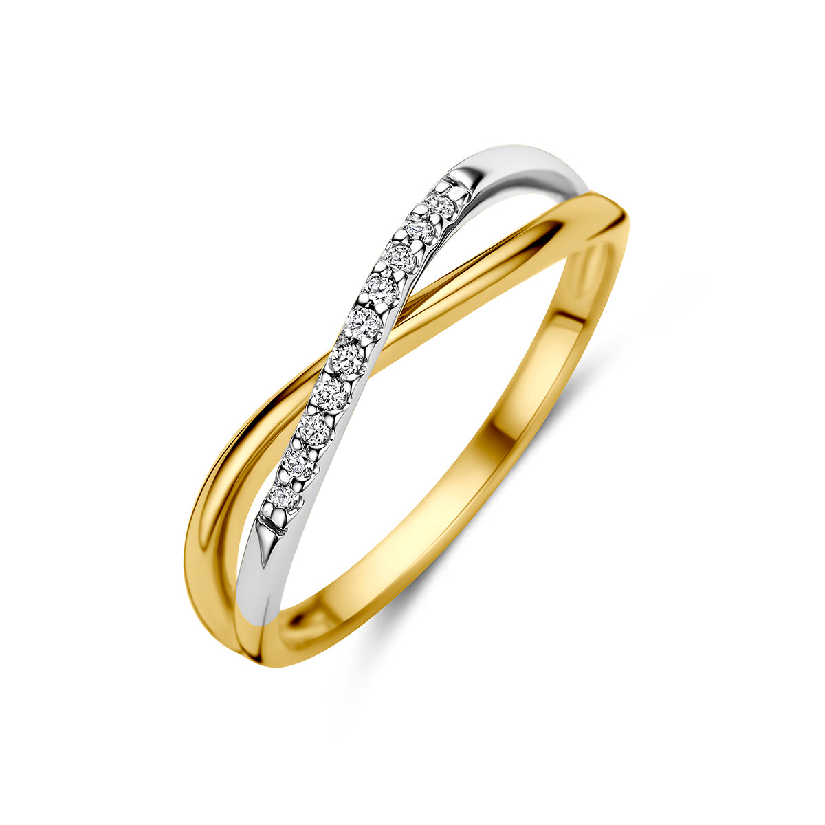 Ring diamant 0.06ct h si 14K bicolor goud wit
