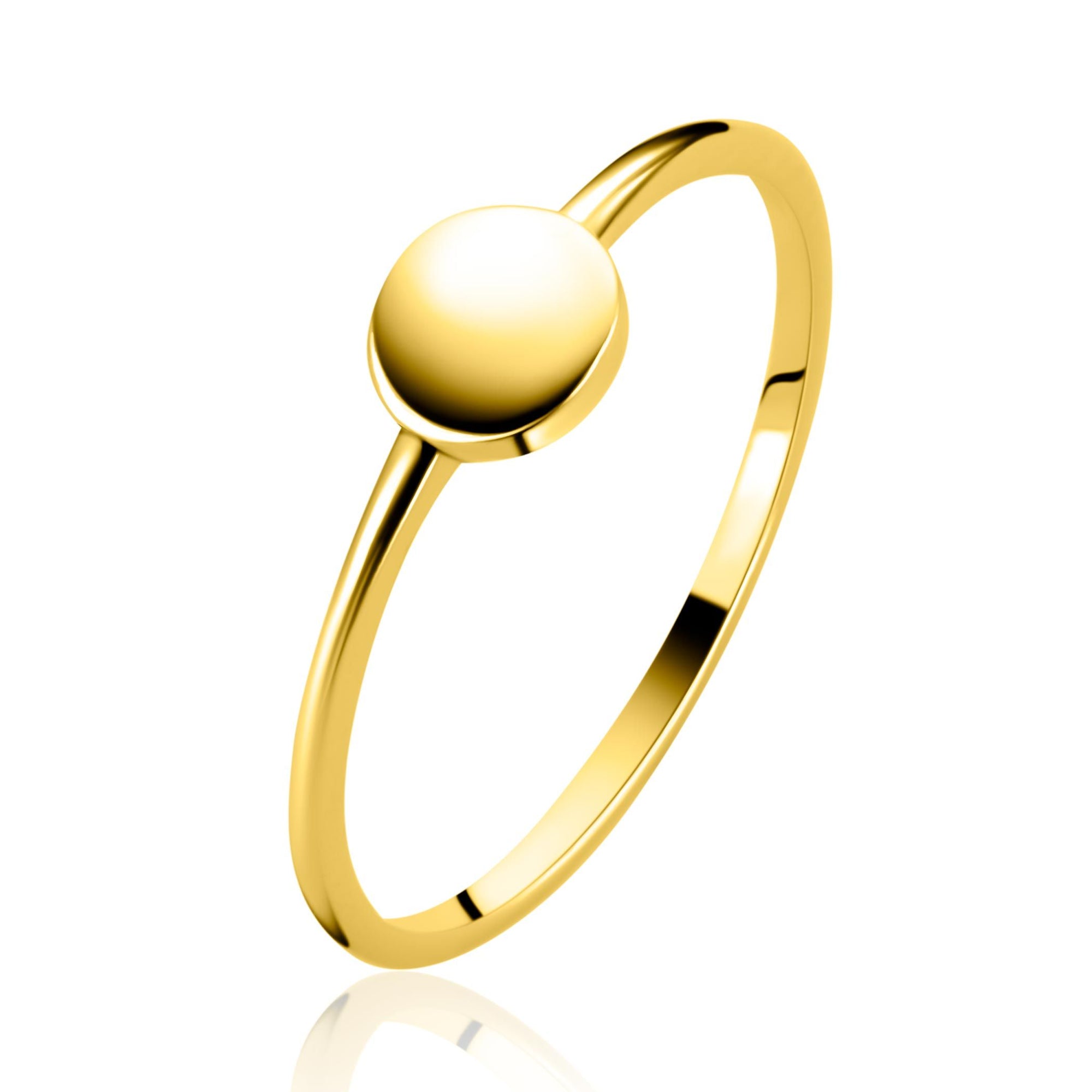 ZINZI Gold 14 krt gouden ring met glad rond plaatje ZGR554 - PansiteNederland.nl
