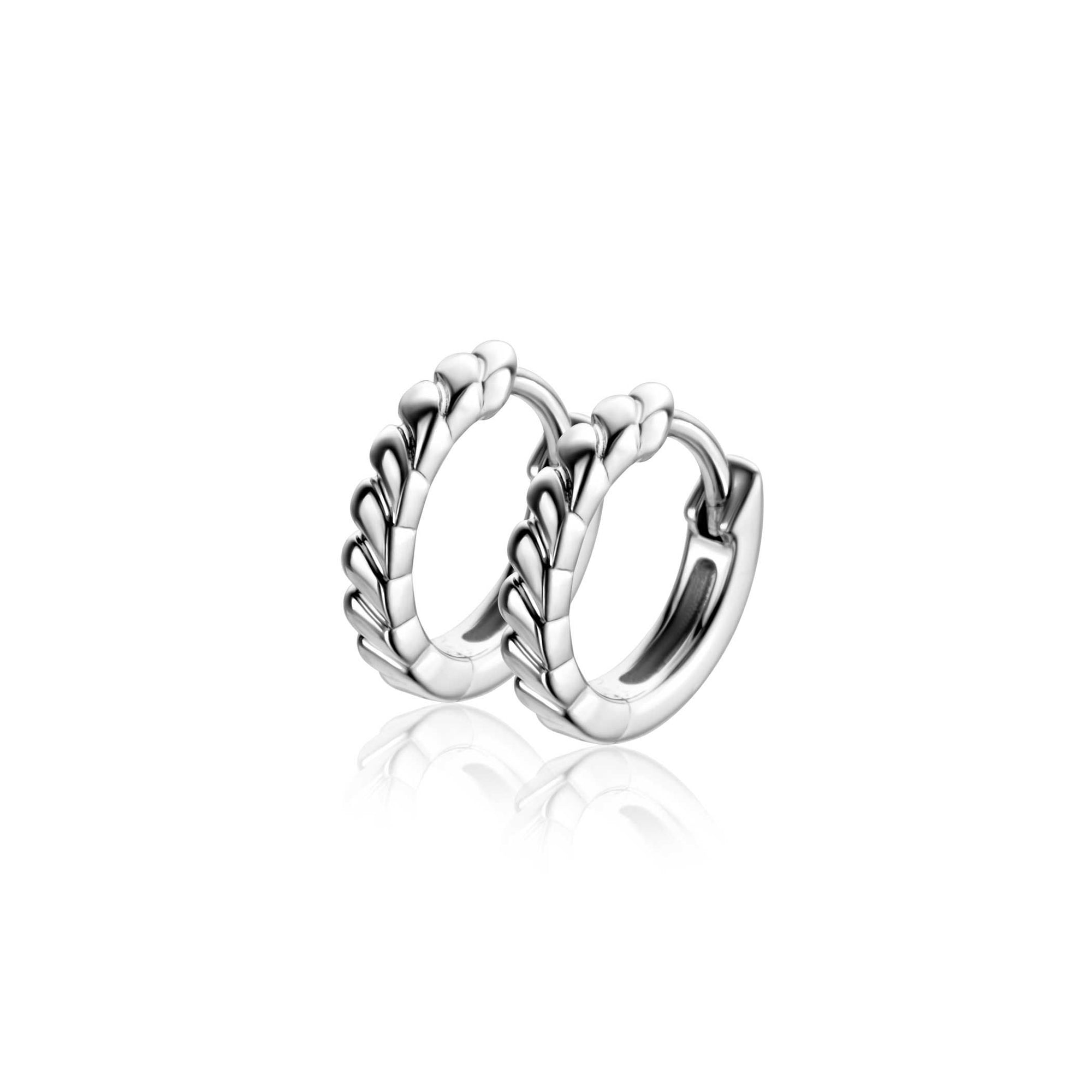 Zinzi 14mm zilveren oorringen met kleine druppels en luxe klapsluiting ZIO2688 - PansiteNederland.nl
