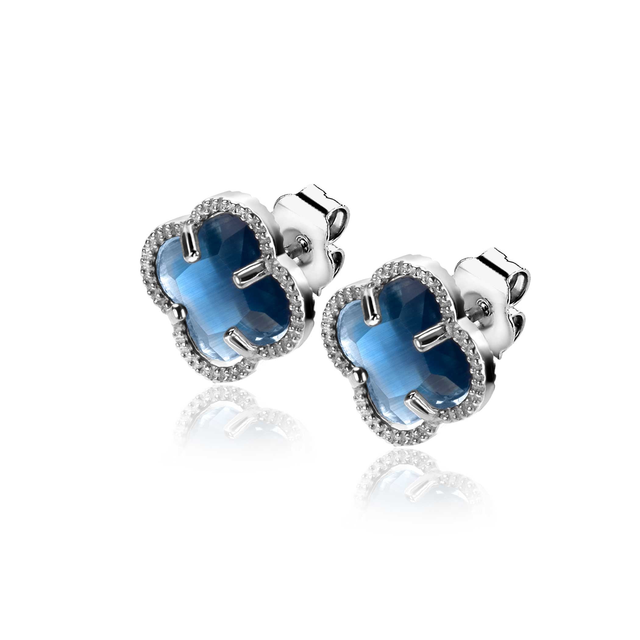 ZINZI Zilveren Oorknoppen met Blauwe Zirkonia oorbellen - ZIO2663DB