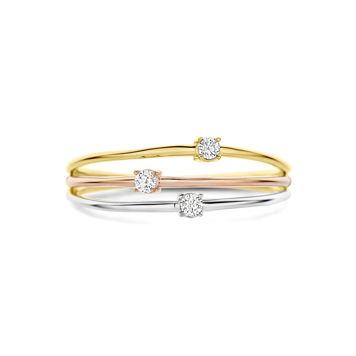 Fantasy Collection Ring zirkonia tricolor 14K tricolor goud