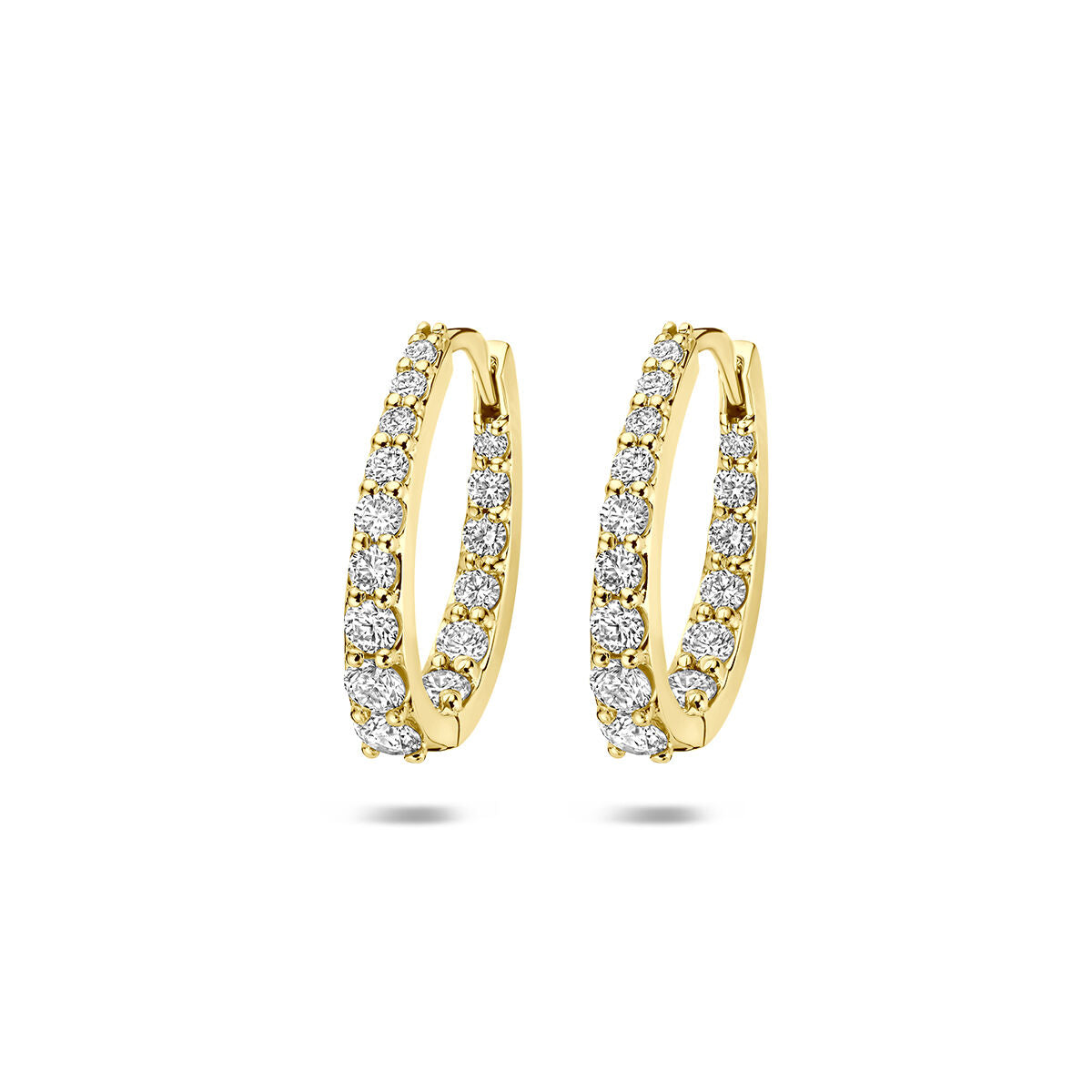 Klapoorringen lab grown diamant 0.95ct (2x 0.475ct) f vs 14K geelgoud 17 mm
