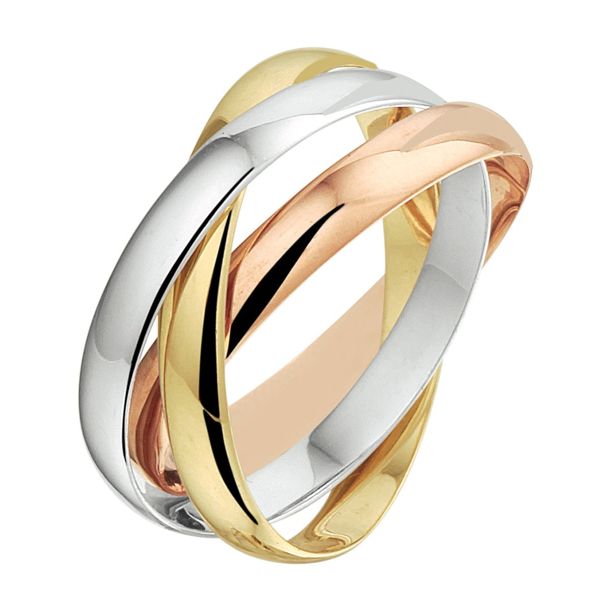 14K Tricolor Goud Trinity Ringen 4300465