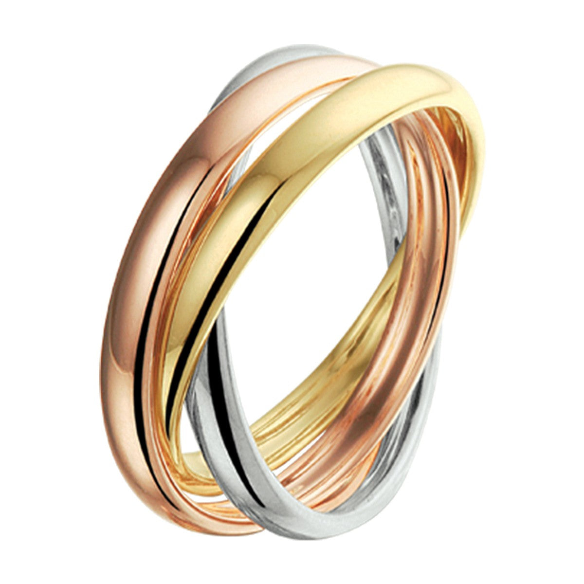 14K Tricolor Goud Trinity Ringen 4300598 - PansiteNederland.nl