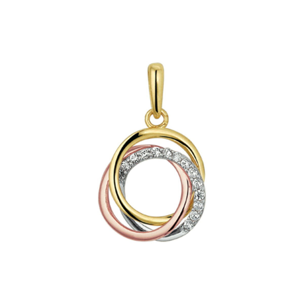 14K tricolor goud hanger tricolor zirkonia 4300496 - PansiteNederland.nl