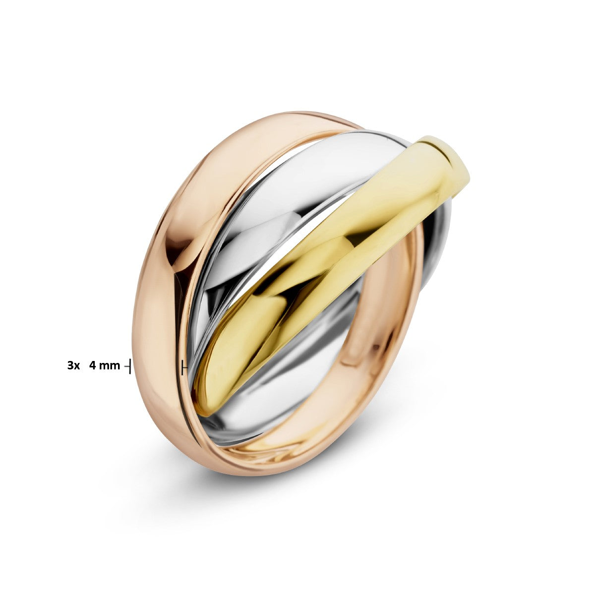 14K Tricolor Goud Trinity Ringen 4300570