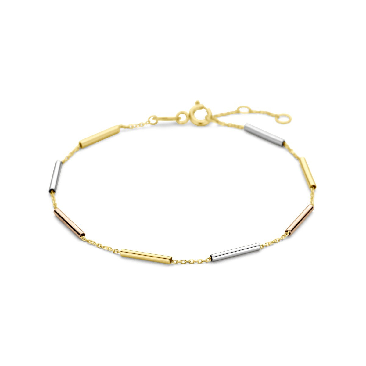 14K Tricolor Goud Armband Buisjes 17 - 18 - 19 Cm 4300595 - PansiteNederland.nl