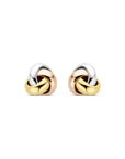 14K tricolor goud oorknoppen tricolor knoop 5 mm - 4300599