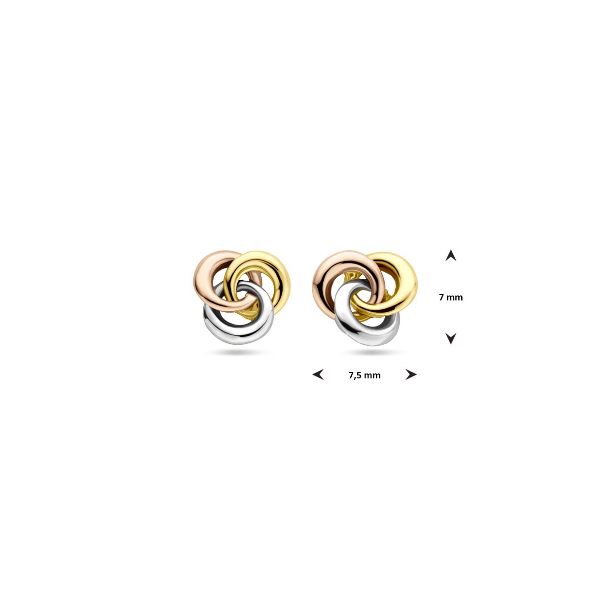 Oorbellen 7 mm 14K tricolor goud