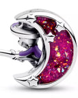 Pandora Disney Minnie Mouse & Maan Charm Zilver met Glitter Emaille 793981C01