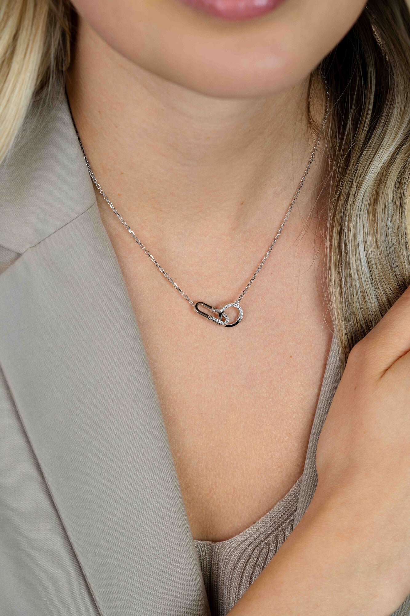 ZINZI Zilveren Ketting met Witte Zirkonia ZIC2810
