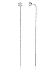 Zinzi 80mm zilveren doortrek oorbellen met chatonzetting 5mm witte zirkonia en sierlijk kettinkje ZIO2576 - PansiteNederland.nl
