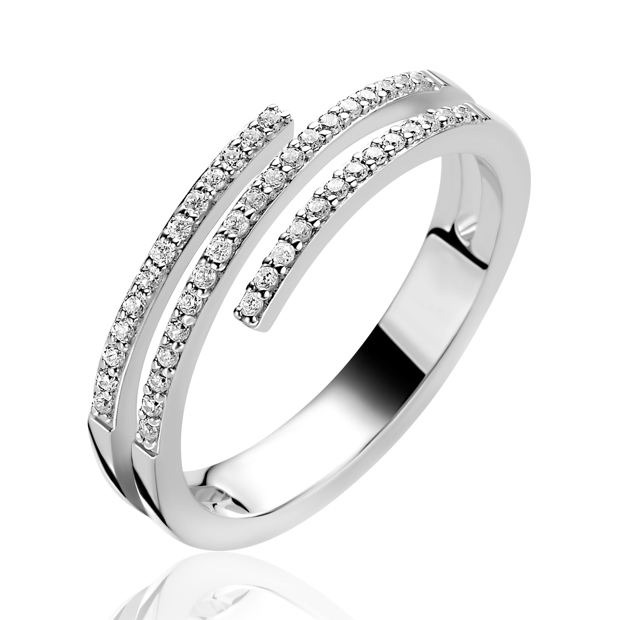 ZINZI zilveren multi-look ring (6mm breed) met 3 banen bezet met witte zirkonia ZIR2727 - PansiteNederland.nl
