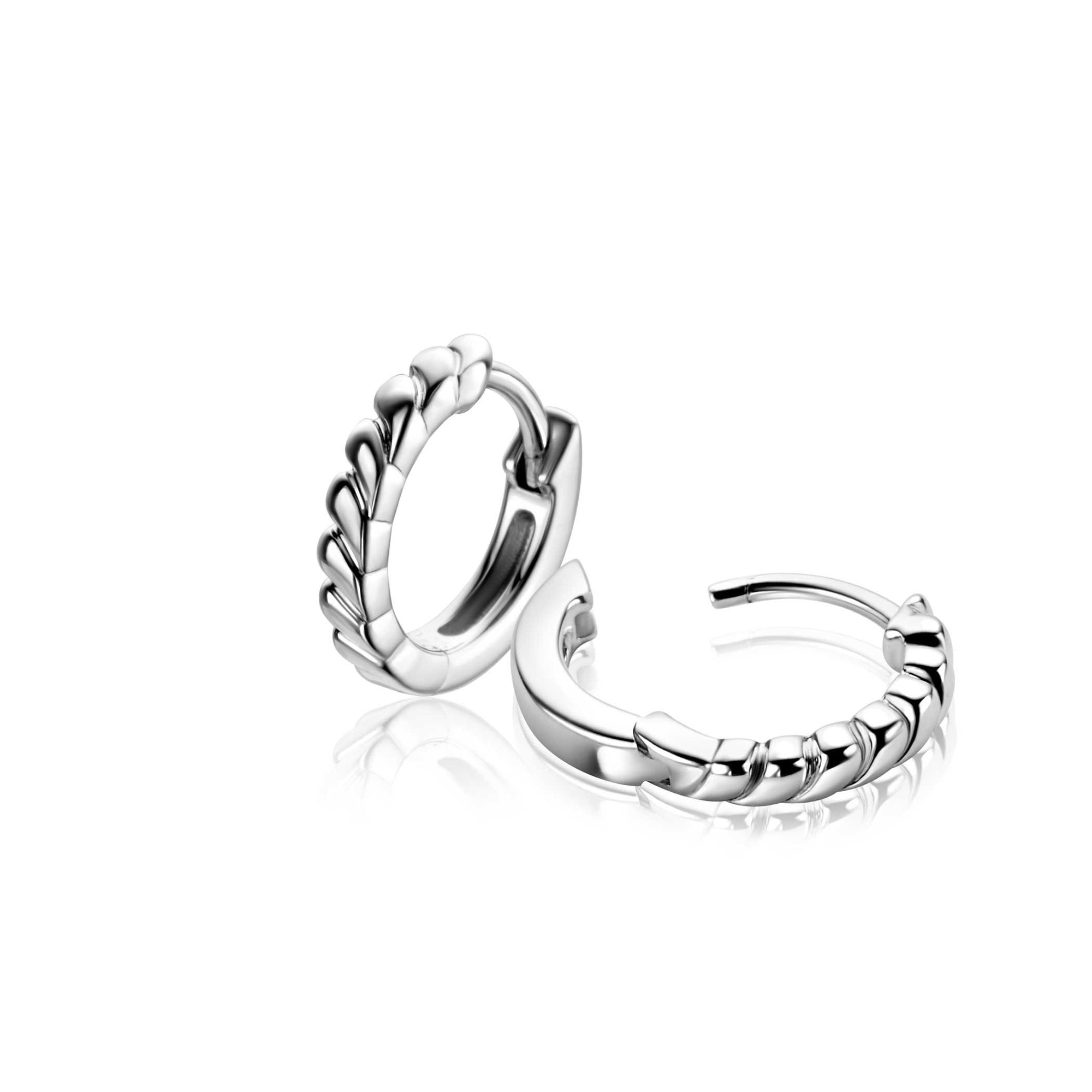 Zinzi 14mm zilveren oorringen met kleine druppels en luxe klapsluiting ZIO2688 - PansiteNederland.nl