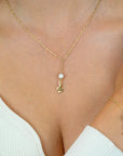 ZINZI Gold Plated Zilveren Paperclip Y-Collier met Zoetwaterparel en Slang 42-45cm ZIC2761