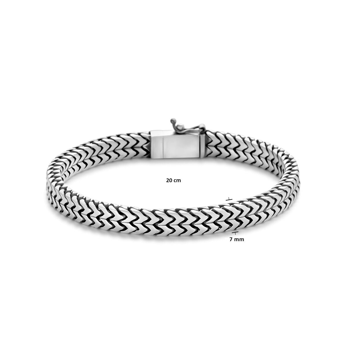 Armband oxi vossestaart 7,1 mm zilver geoxideerd