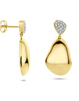 14K geelgouden oorhangers diamant 0.20ct 2x 0.10ct h si 27 mm - 4034687