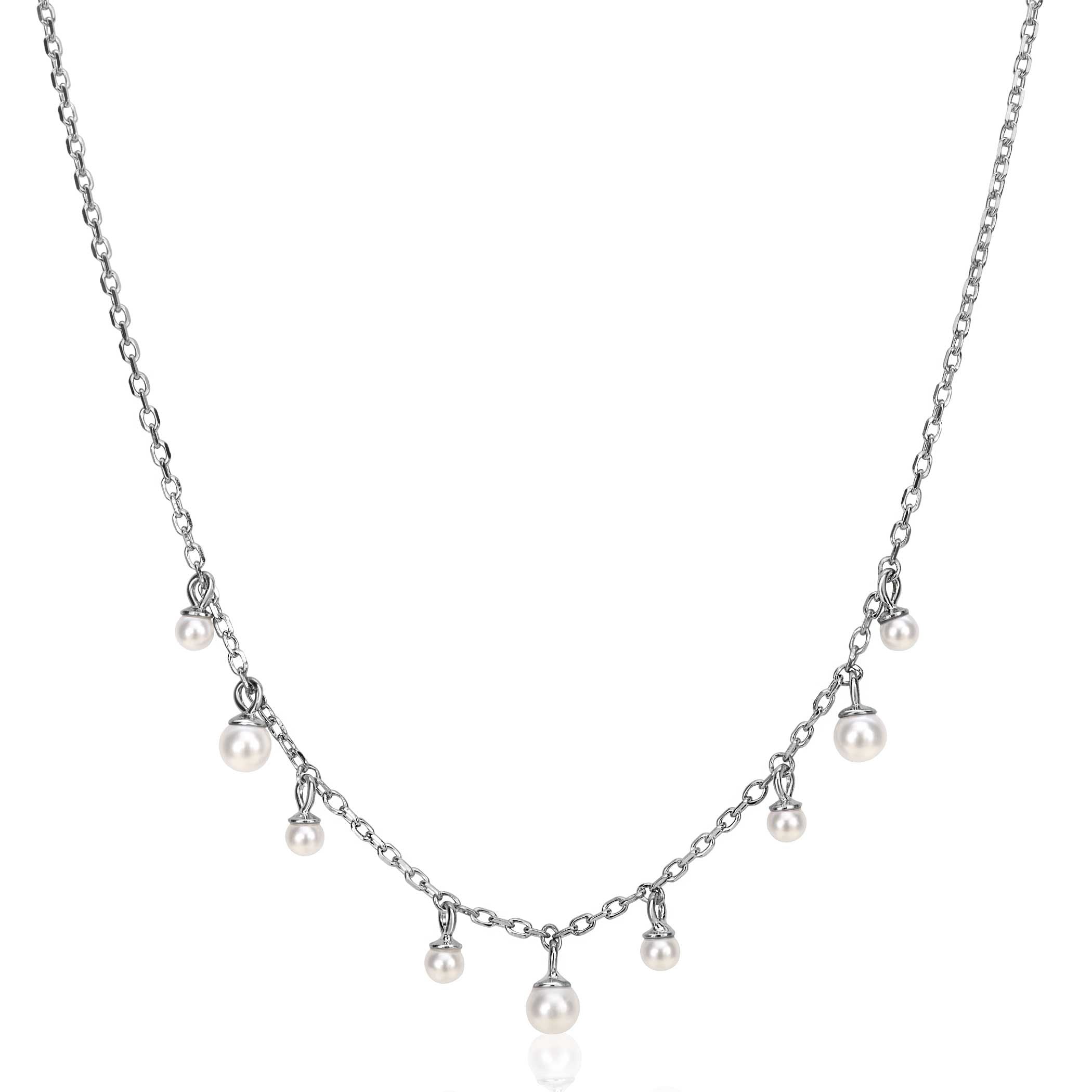 ZINZI Zilveren Ketting met Witte Parel - ZIC2623
