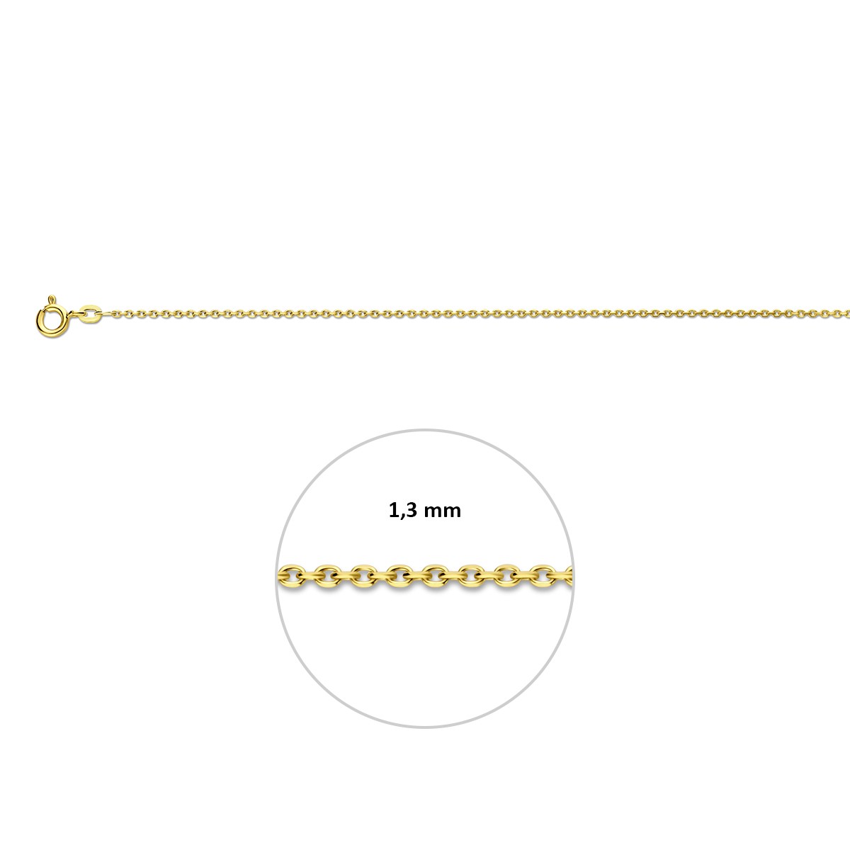 Collier anker gediamanteerd 1,3 mm 14K roségoud