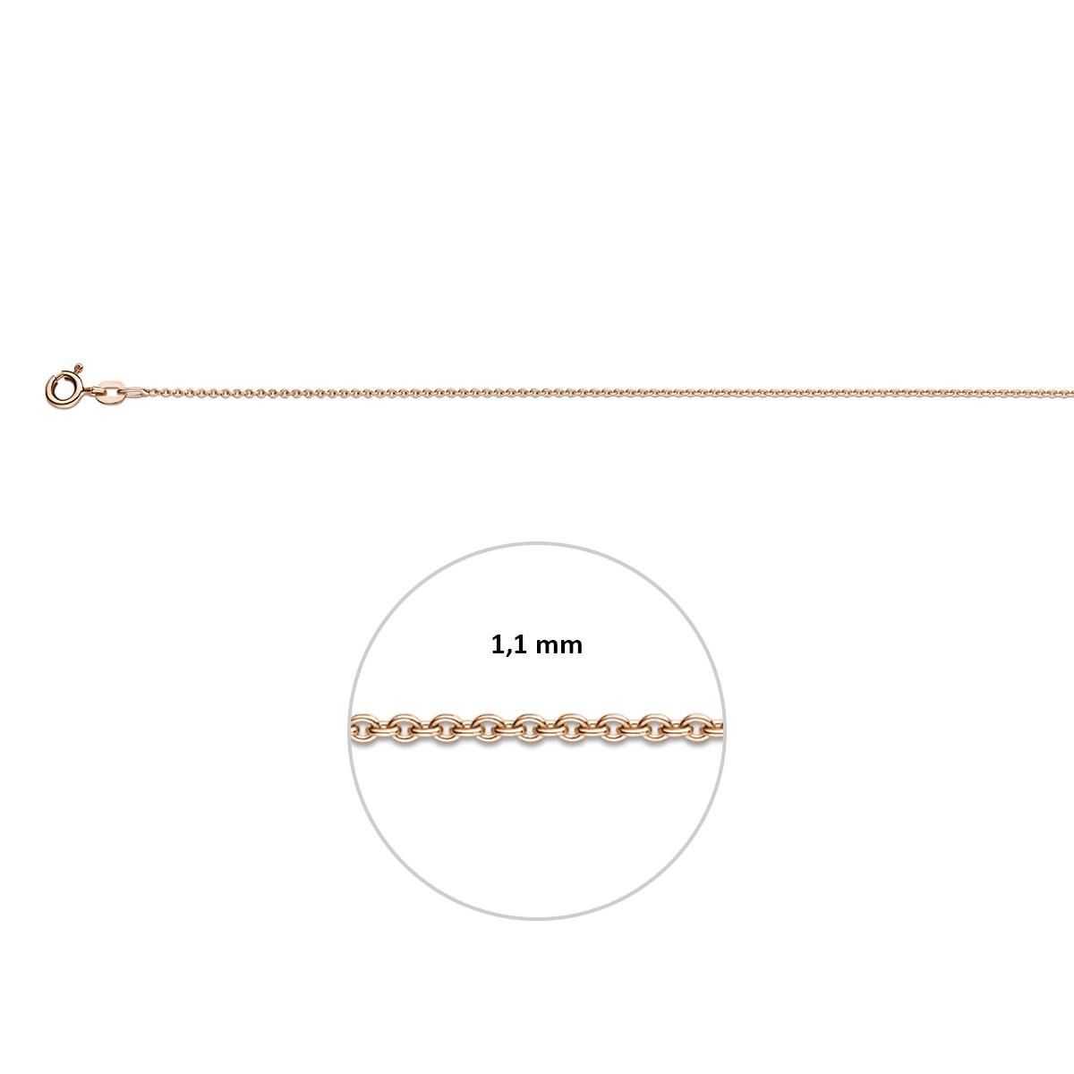 Collier anker rond 1,1 mm 14K roségoud