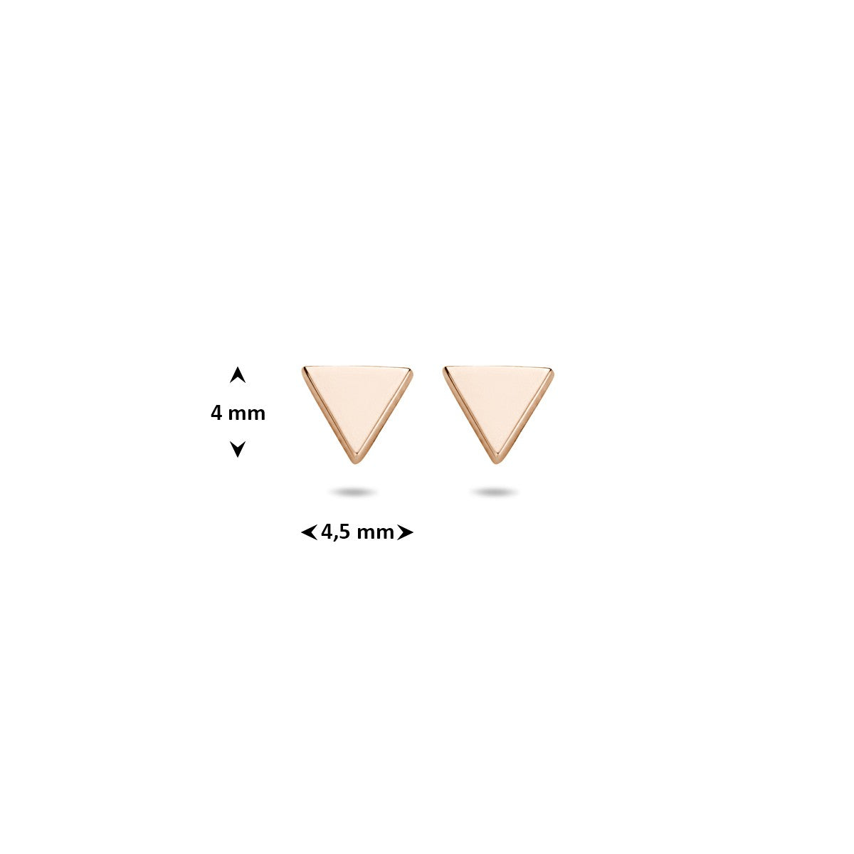 Oorbellen driehoek 4 mm 14K roségoud