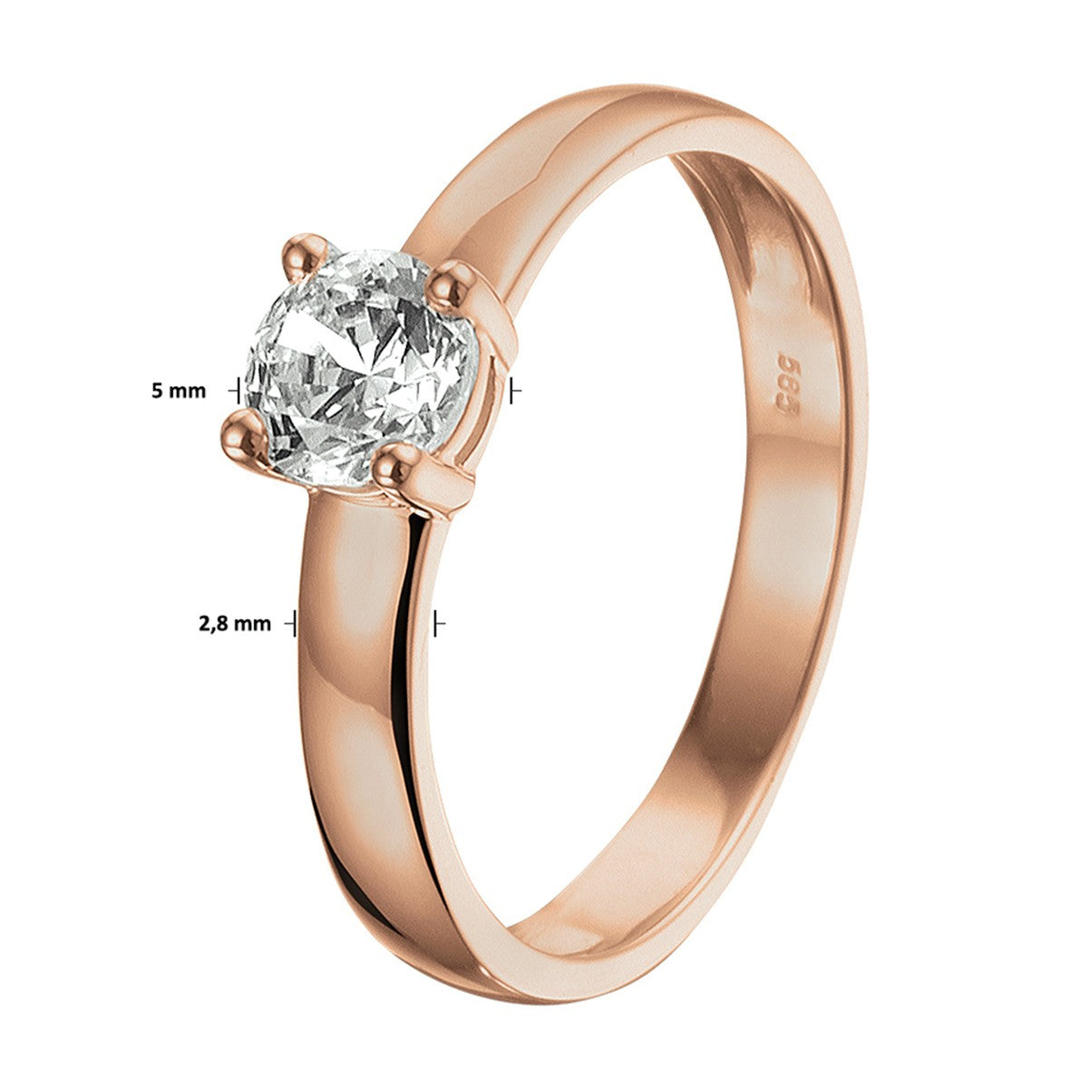14K rosegoud Ring Met Zirkonia 4400993 - PansiteNederland.nl