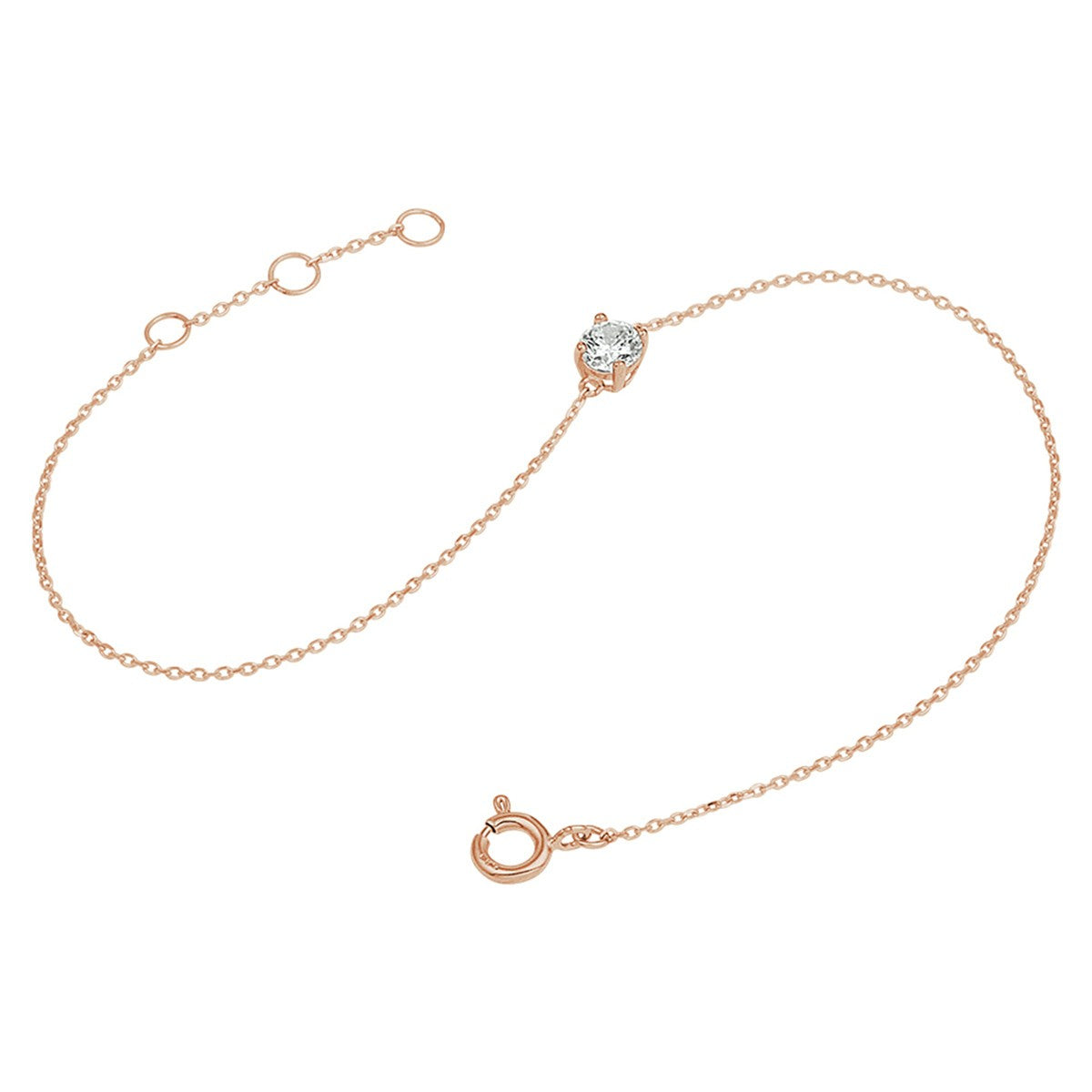 14K Roségoud Armband Zirkonia 0,8 Mm 16,5 - 17,5 - 18,5 Cm 4401249 - PansiteNederland.nl