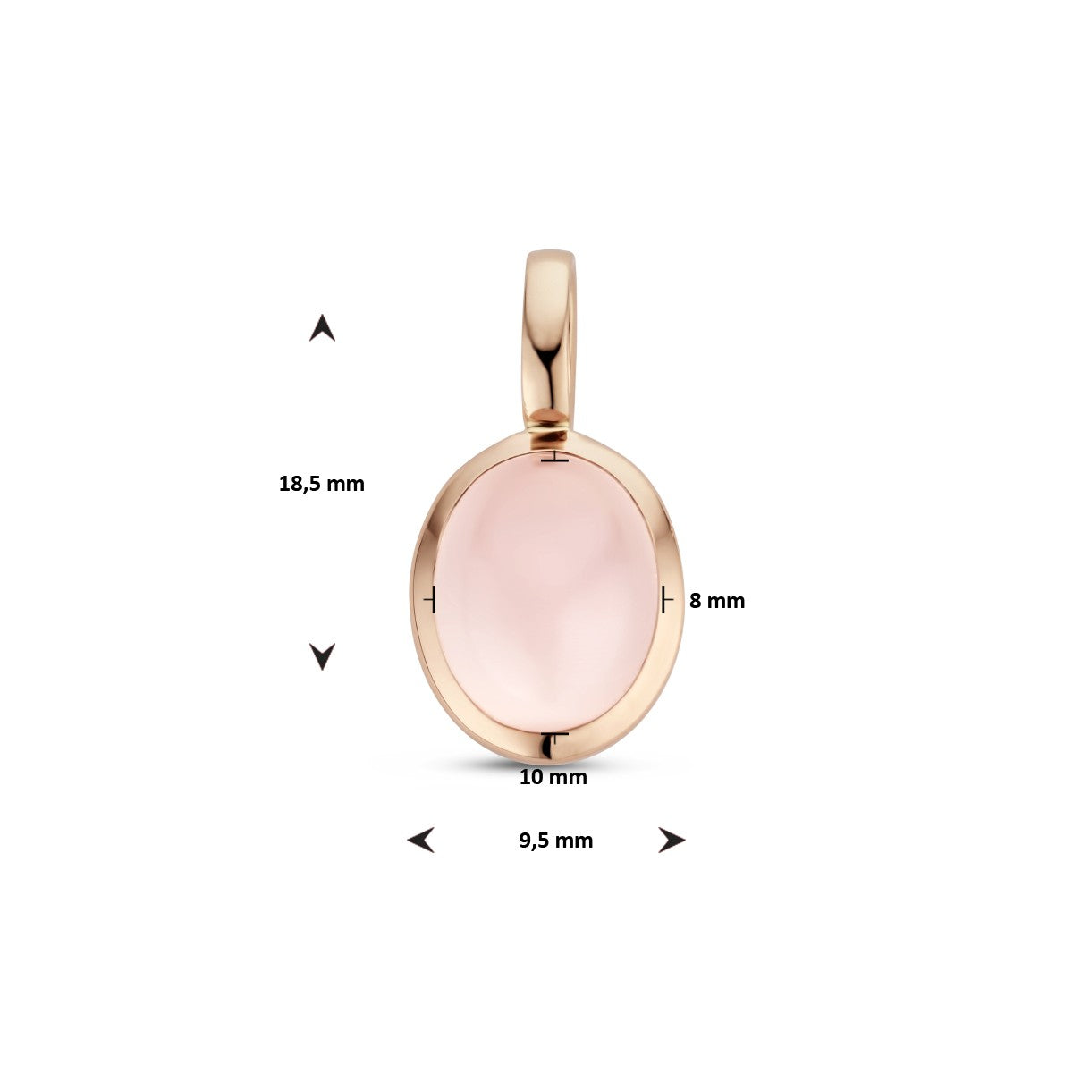 14K rosegoud hanger rozenkwarts 4401440 - PansiteNederland.nl