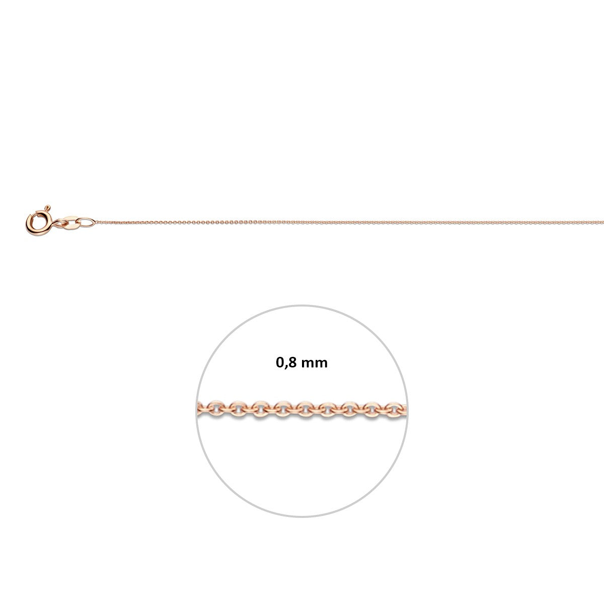 Collier anker plat 0,8 mm 41 - 43 - 45 cm 14K roségoud