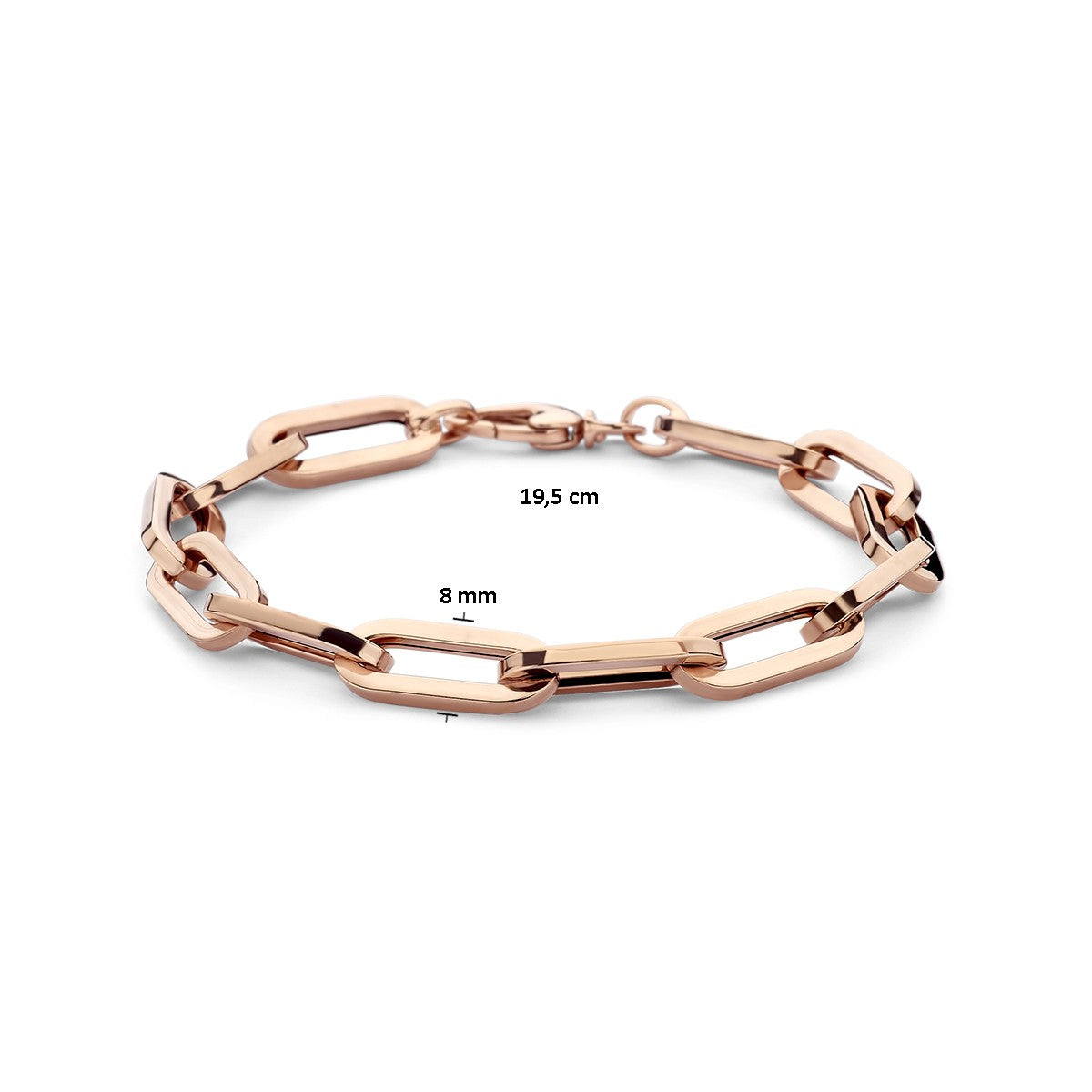 14K Roségoud Armband Paperclip Vierkante Buis 8 Mm 19,5 Cm 4401510 - PansiteNederland.nl