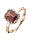 14K rosegoud Ring Granaat En Diamant 0.10Ct H Si 4401548 - PansiteNederland.nl