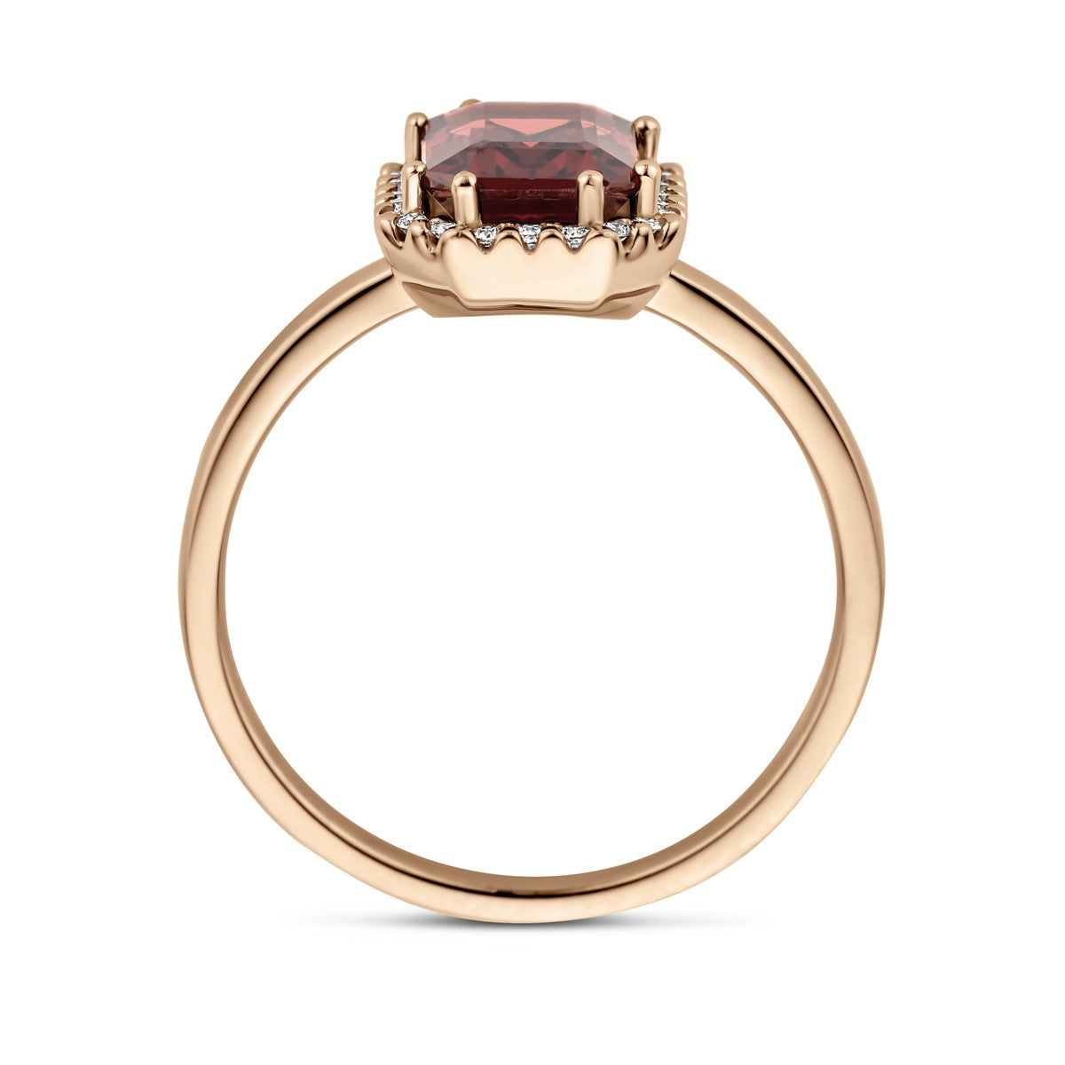 14K rosegoud Ring Granaat En Diamant 0.10Ct H Si 4401548 - PansiteNederland.nl