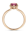 14K rosegoud Ring Roze Rhodoliet En Diamant 0.06Ct H Si 4401571